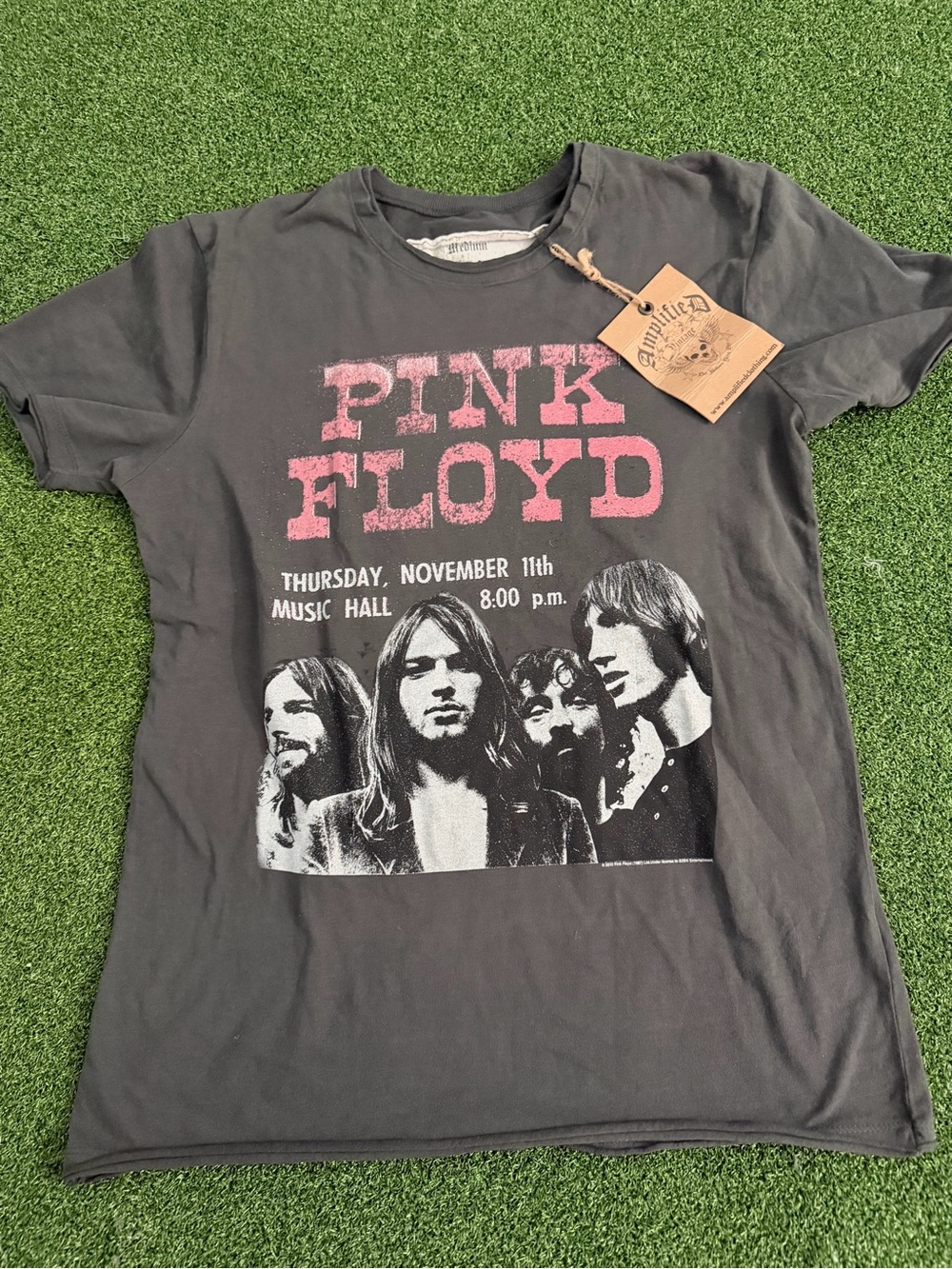 NWT Amplified Vintage Pink Floyd Music Hall Graphic Tee Charcoal Grey Medium
